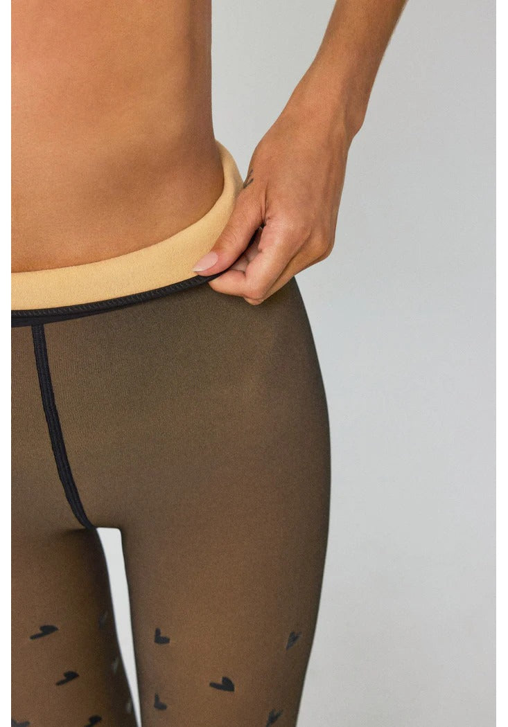 Ysabel Mora - Thermo leggings m. hjerter -160 den