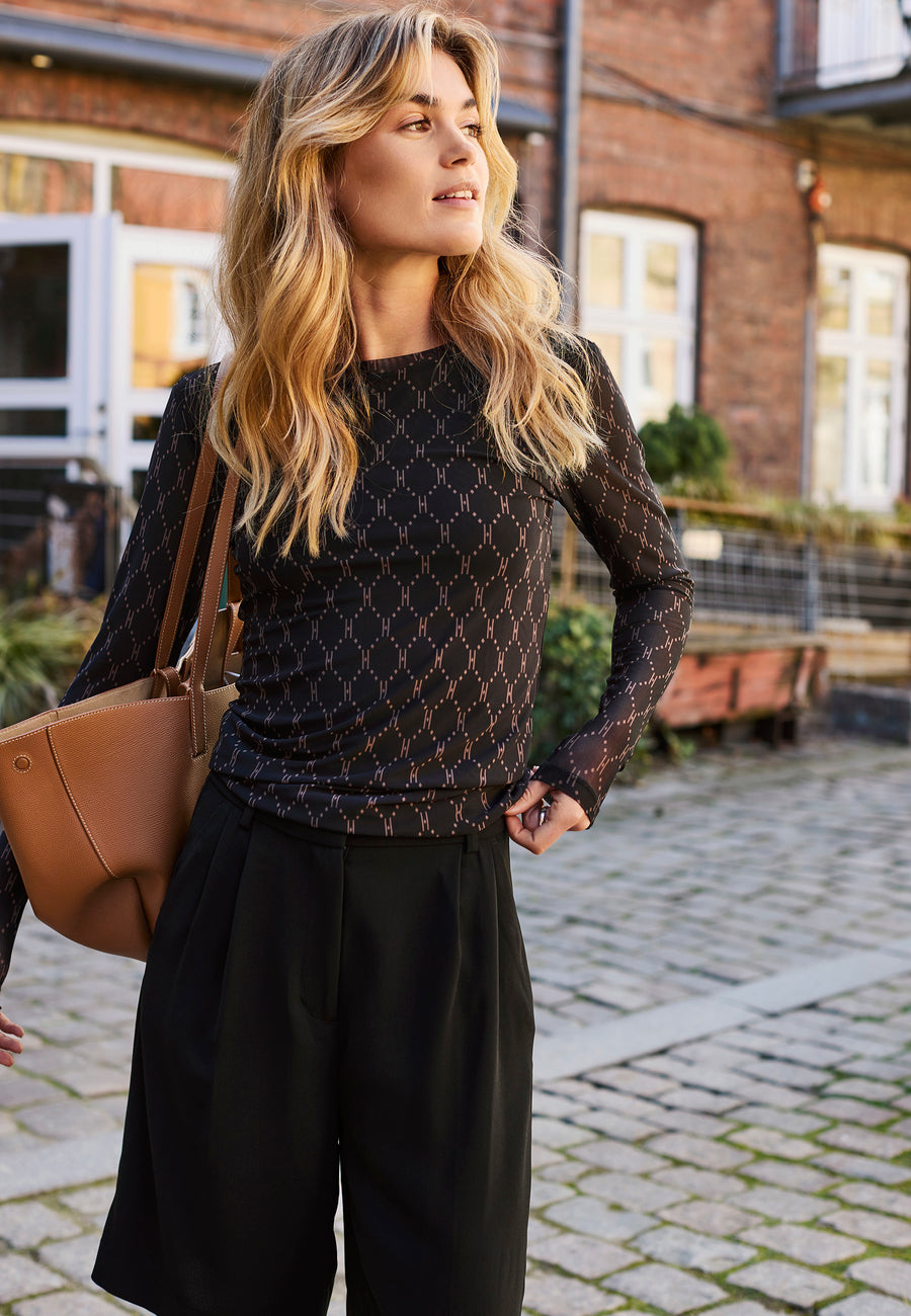 Hype the Detail - printet bluse - sort/sand