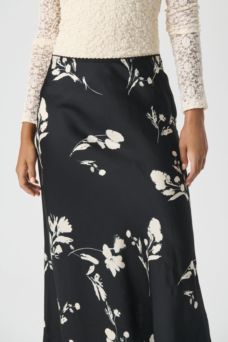 Part Two -  Laurina Skirt - Black shadow branch print
