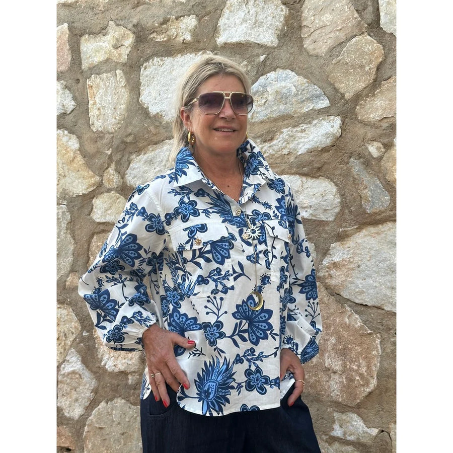 Gaspar - Aarhus Print Shirt - blå