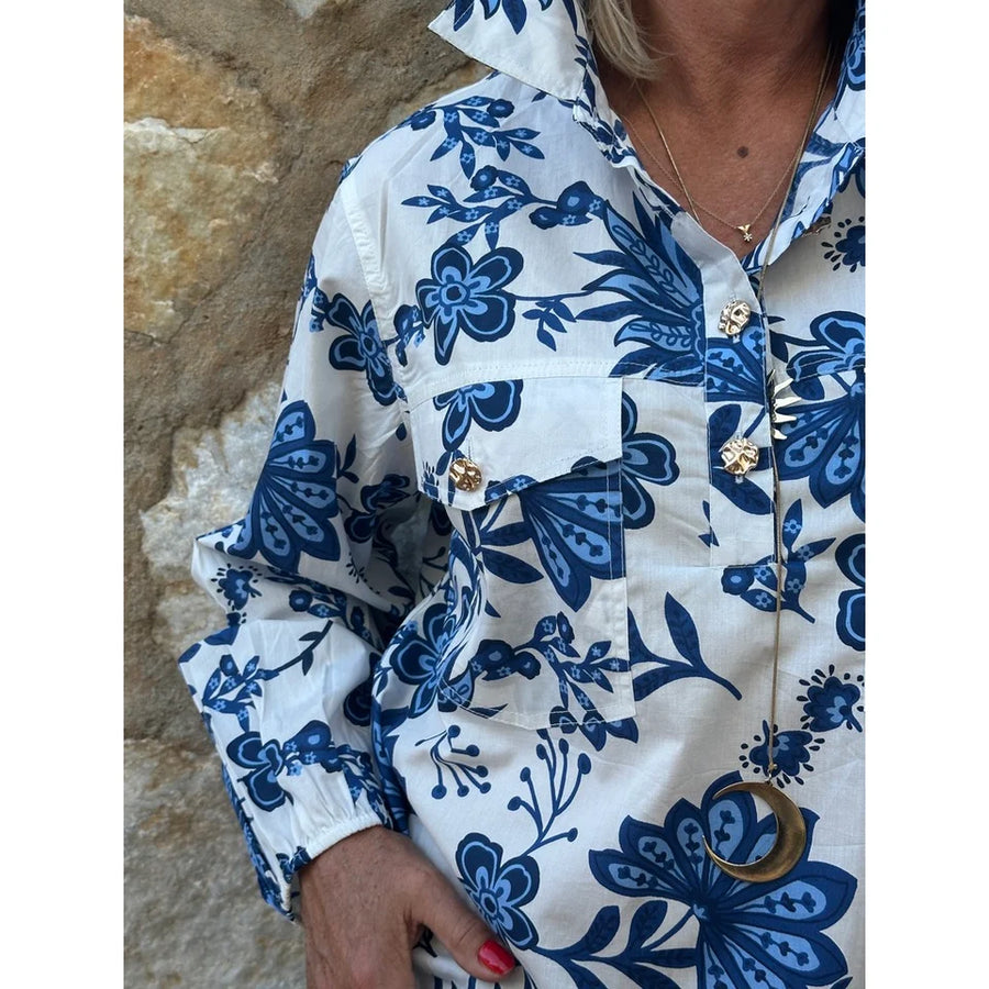 Gaspar - Aarhus Print Shirt - blå