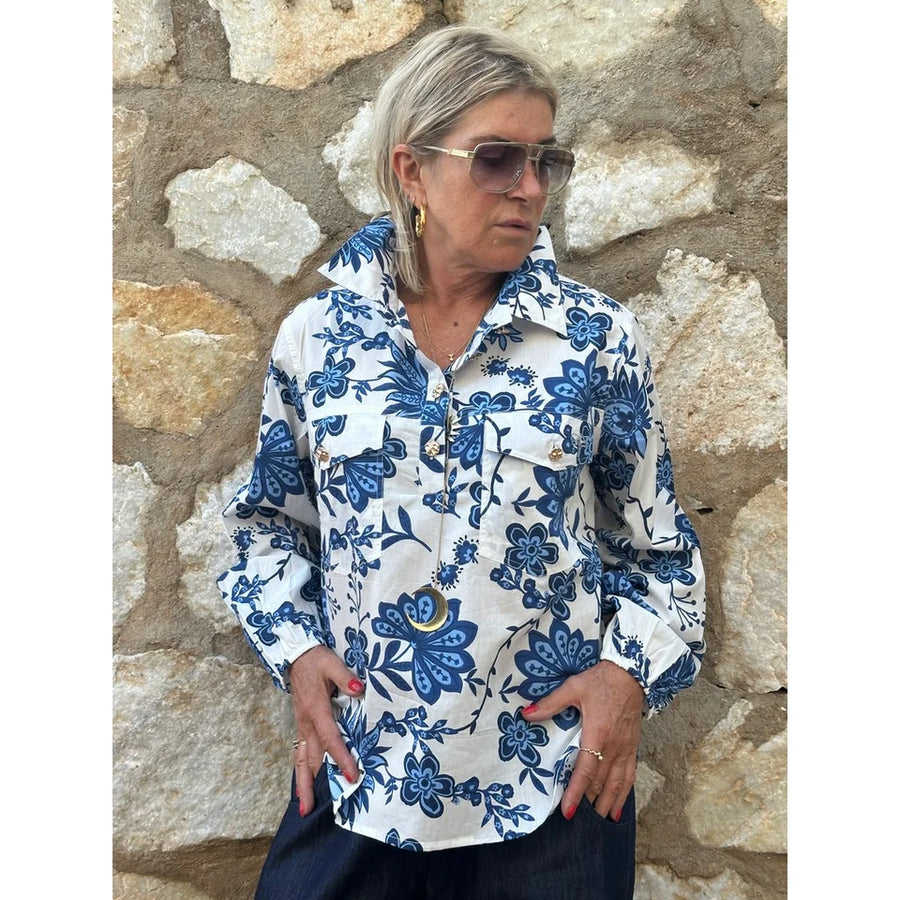 Gaspar - Aarhus Print Shirt - blå