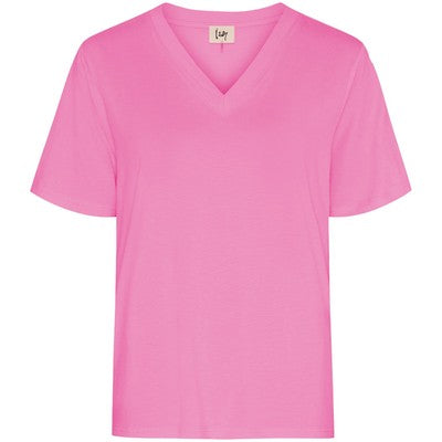 Isay - Gritt V-neck tee - Hot pink