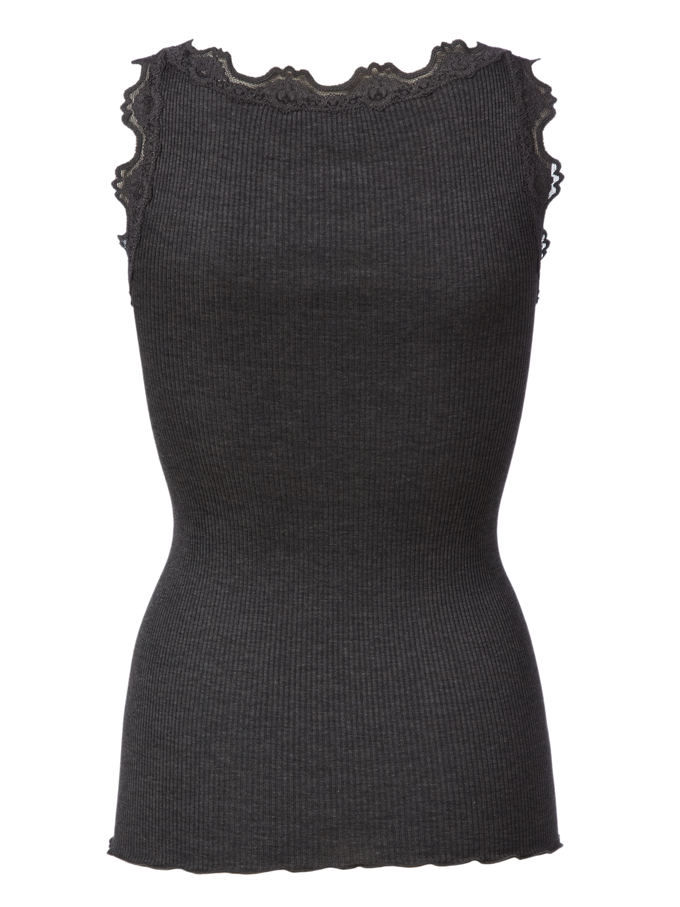 Rosemunde - Babette silk u-neck top - dark grey