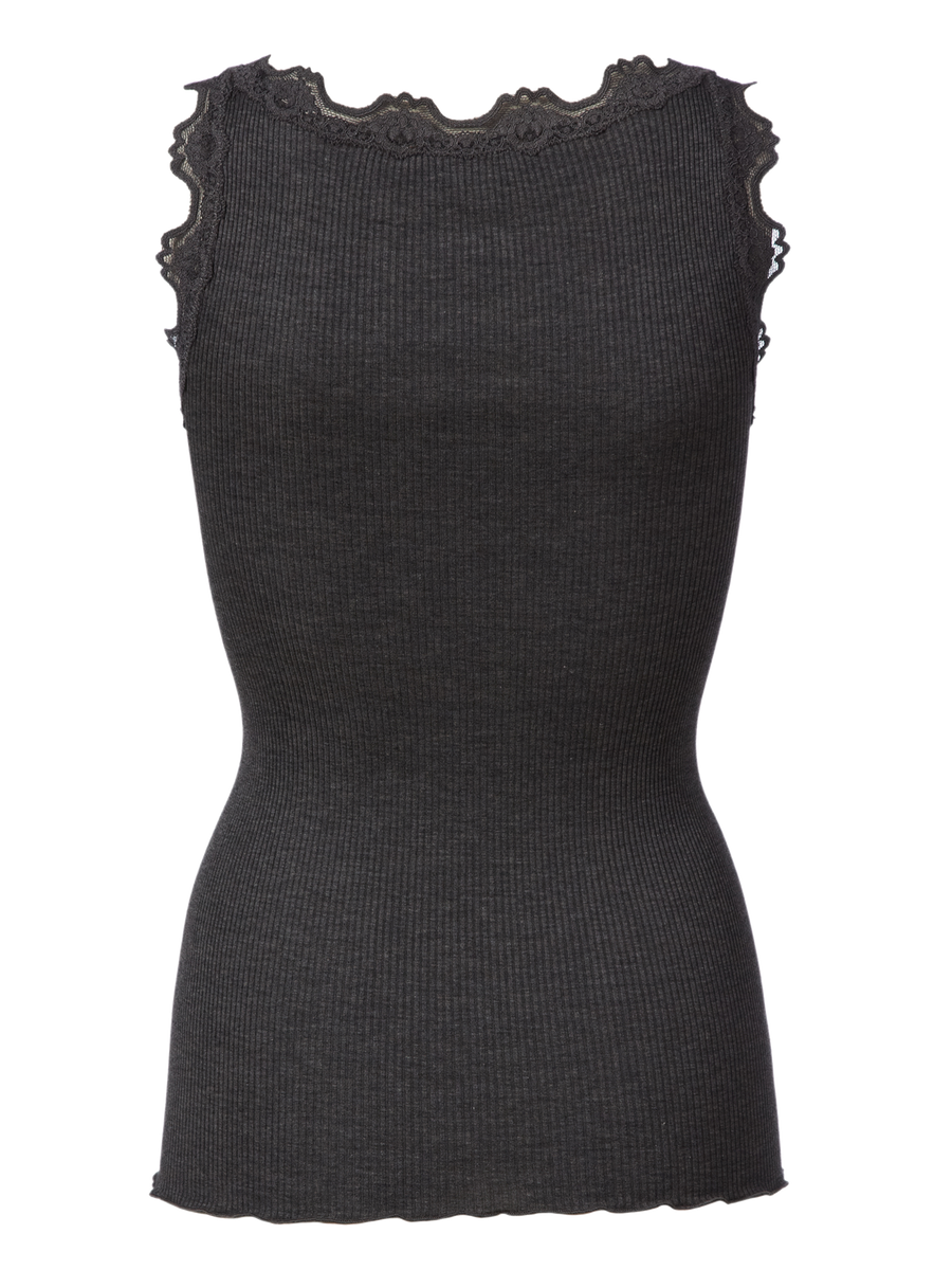 Rosemunde - Babette silk u-neck top - dark grey