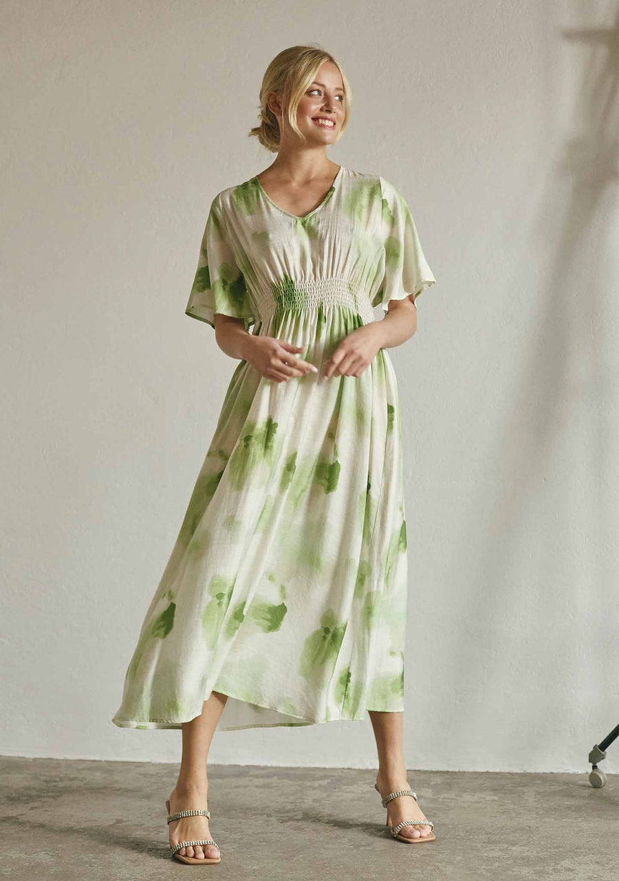 Isay - Ane stretch dress - Green watercolor