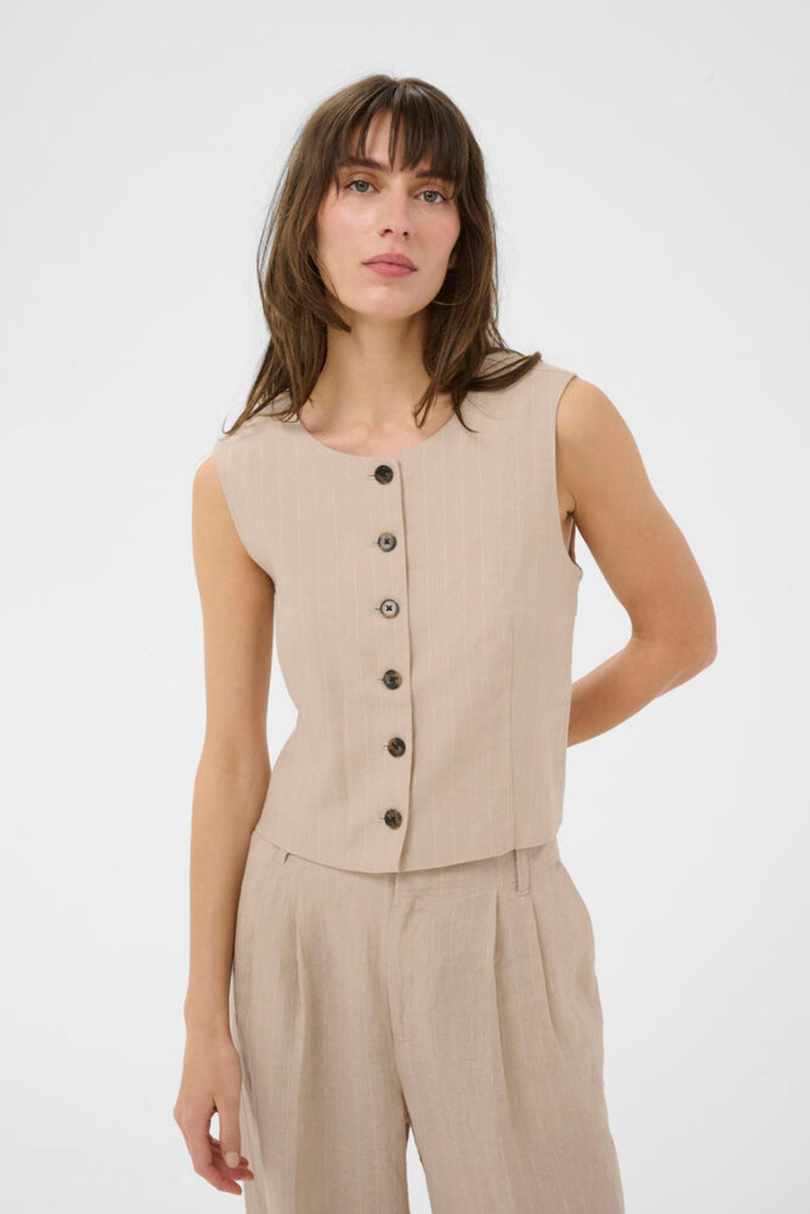 Part Two - Azania vest - Neutral pinstripe