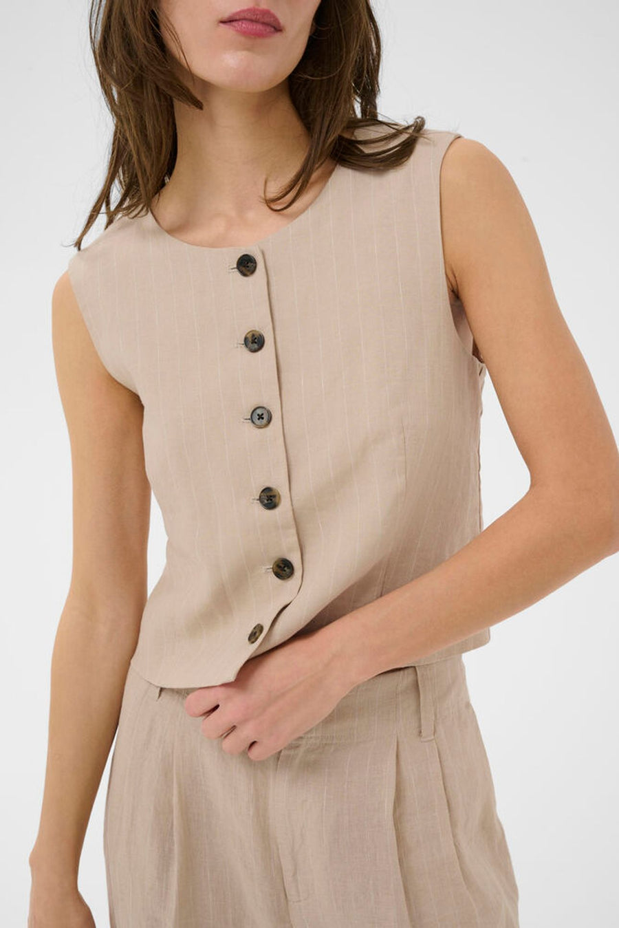 Part Two - Azania vest - Neutral pinstripe
