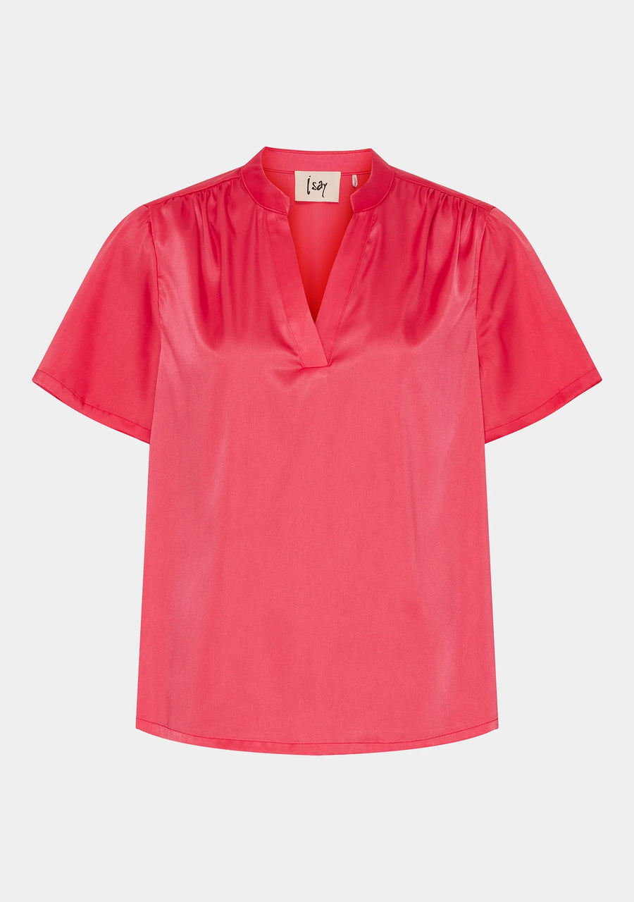 Isay - Melba V-Neck Blouse - Rasberry