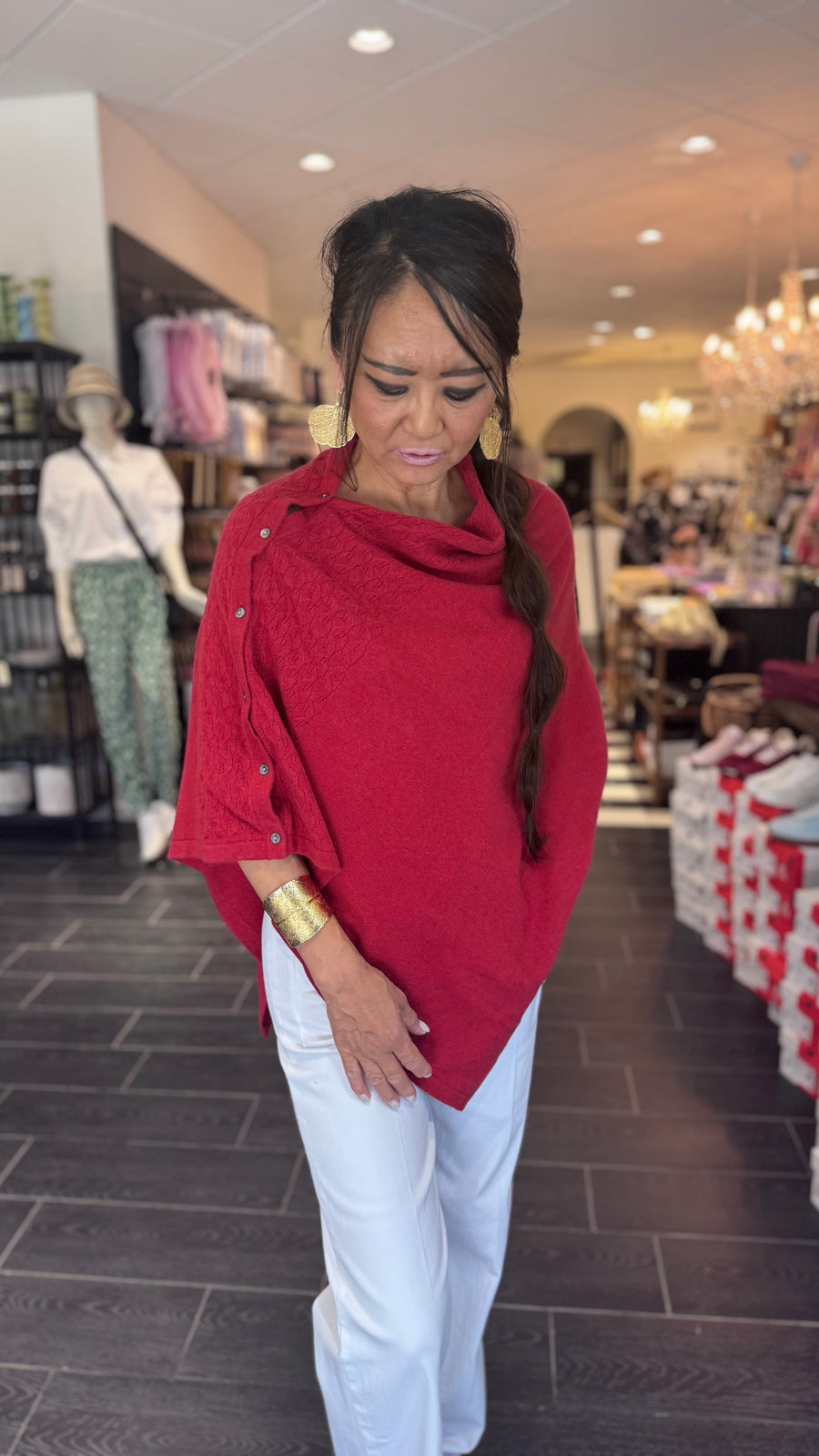 Rosemunde - Laica Cashmere Poncho - Karanda Red