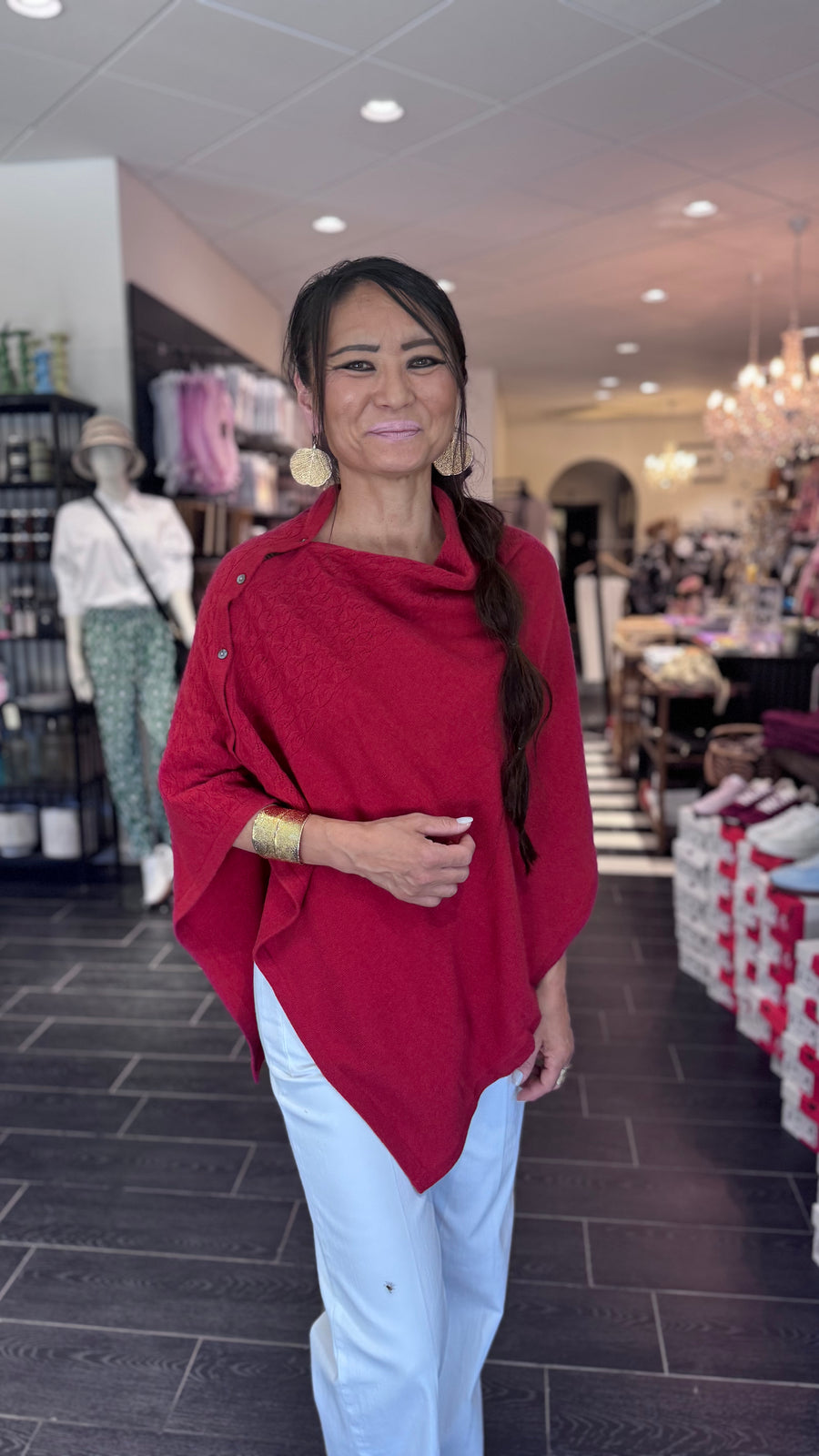 Rosemunde - Laica Cashmere Poncho - Karanda Red