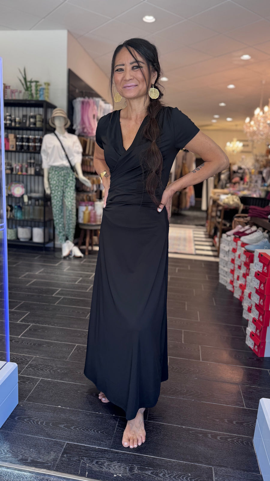 Rosemunde - Billie Capsleeve Wrap Long Dress - Black