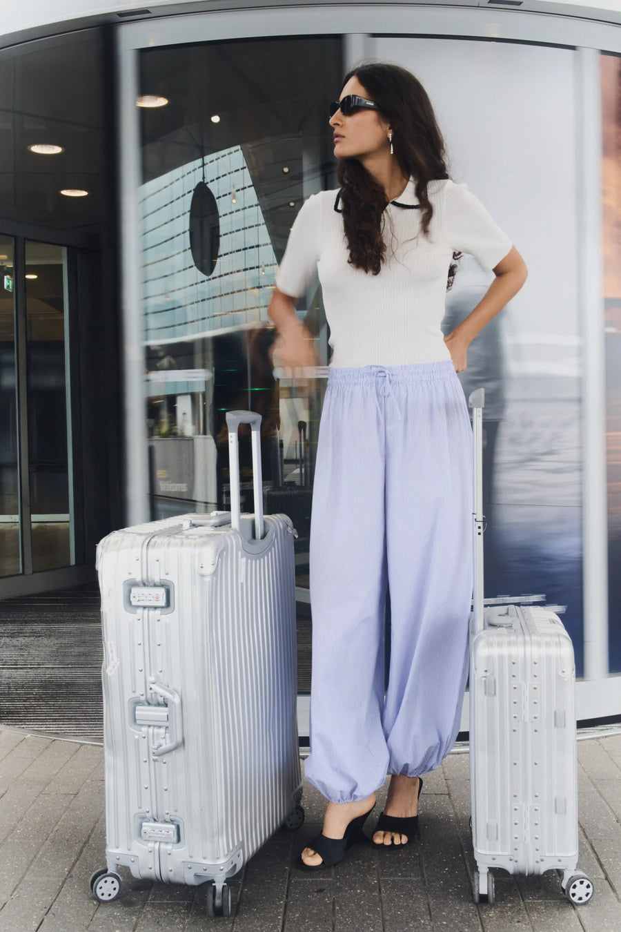 Leveté - Riss 1 pants - Blue/white