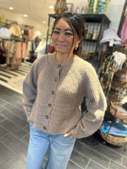 Rosemunde - Tulip wool knit LS cardigan - silver mink