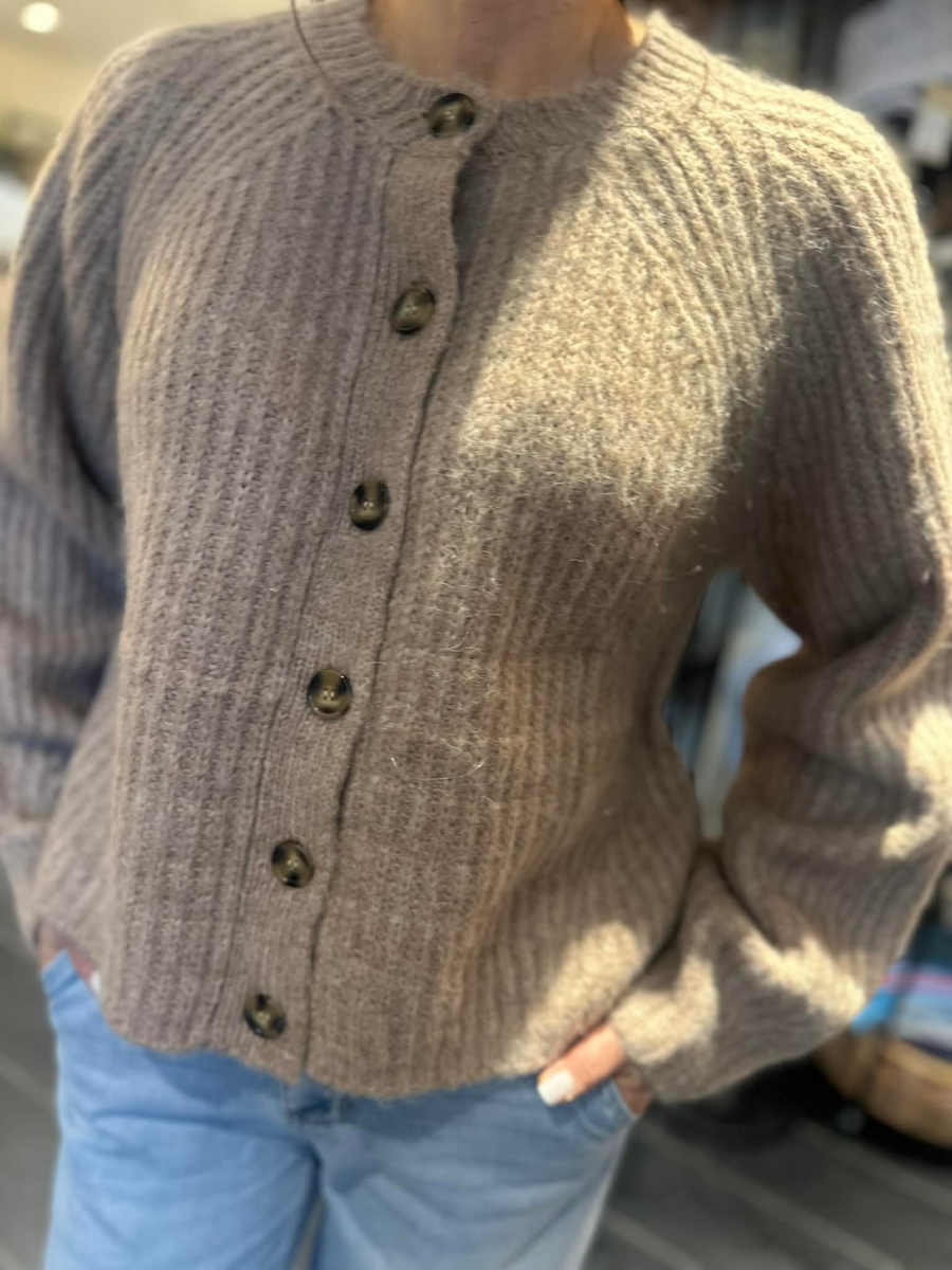 Rosemunde - Tulip wool knit LS cardigan - silver mink