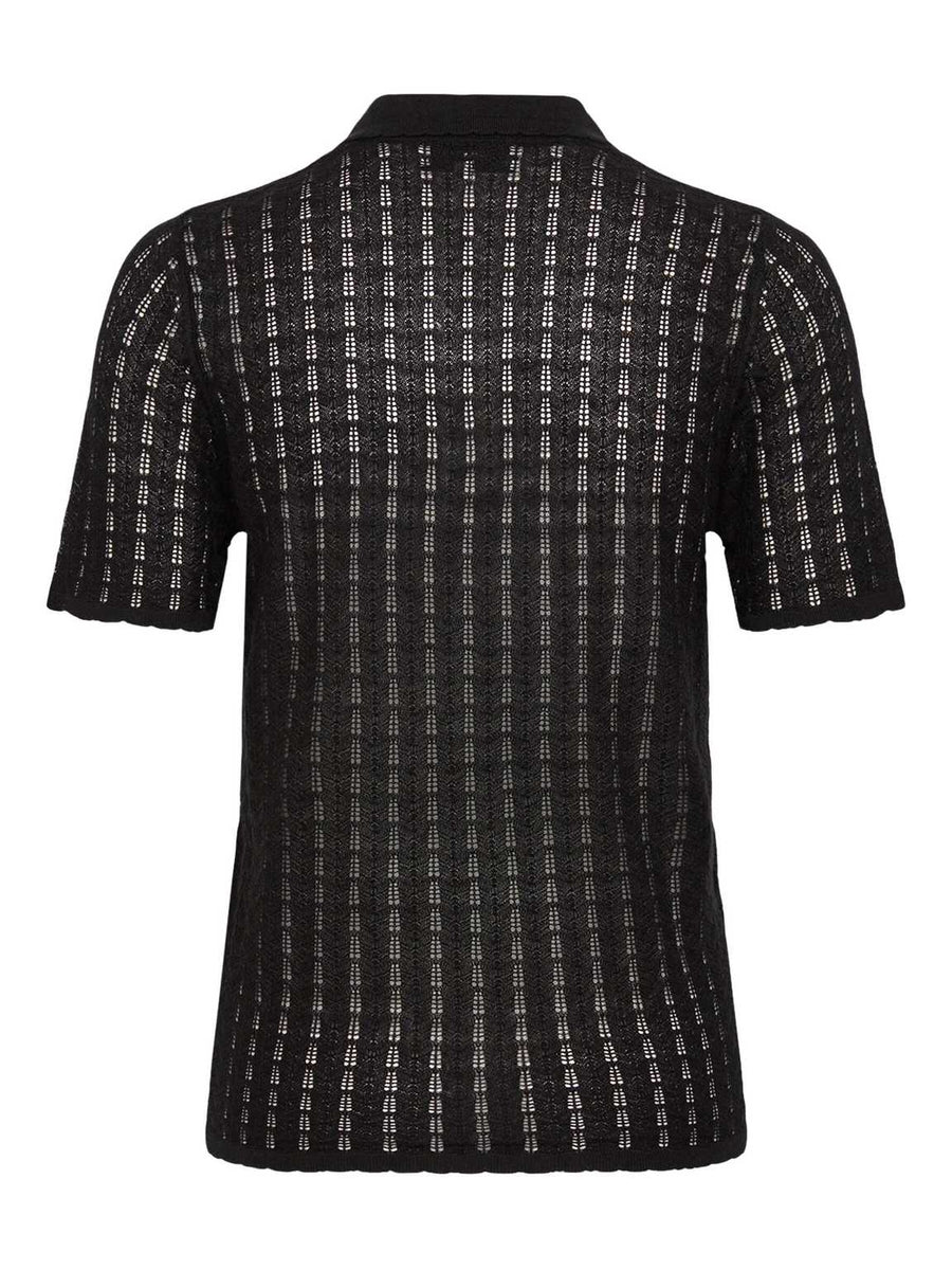 Rosemunde - Samira silk SS polo - Black