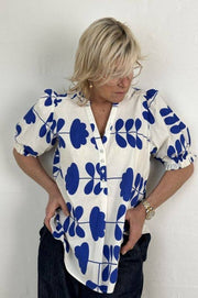 Gaspar - Tunø print bluse - blå