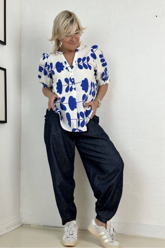 Gaspar - Tunø print bluse - blå