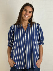Gaspar - Tunø stripe bluse - blue