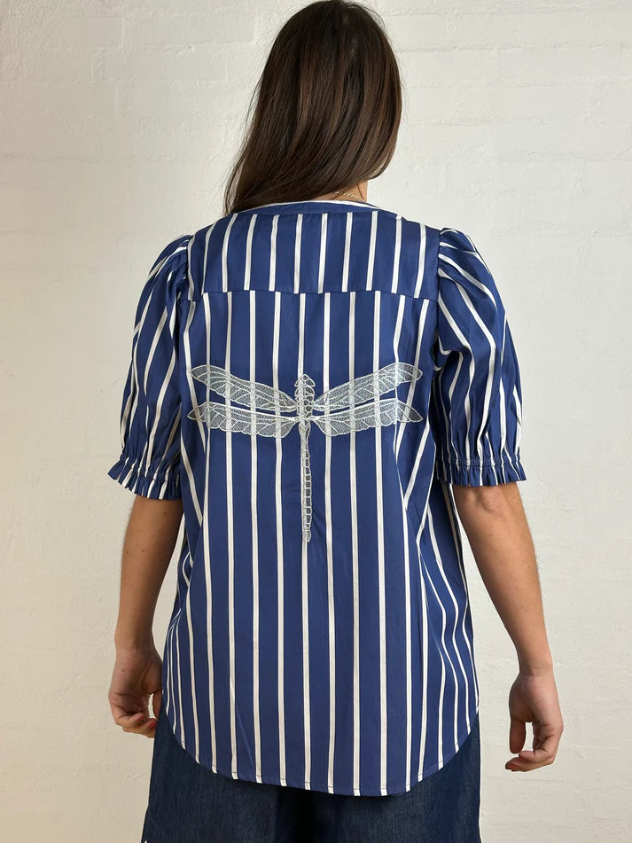 Gaspar - Tunø stripe bluse - blue