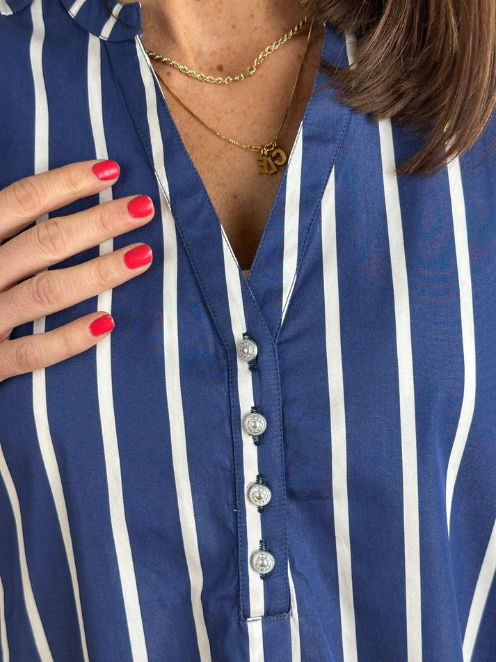 Gaspar - Tunø stripe bluse - blue