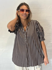 Gaspar - Tunø stripe bluse - Brown