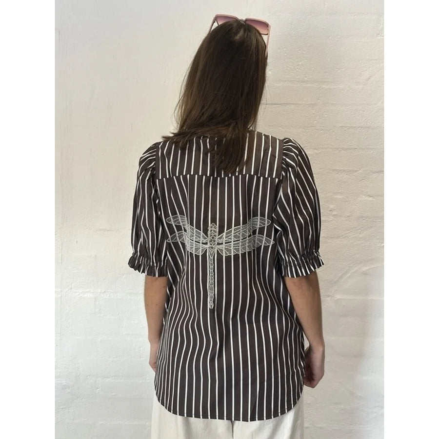 Gaspar - Tunø stripe bluse - Brown