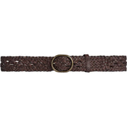 Depeche - Weave flet bælte - 17316 - Brown/brass