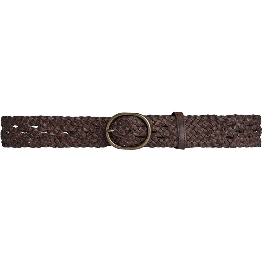 Depeche - Weave flet bælte - 17316 - Brown/brass