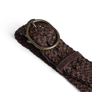 Depeche - Weave flet bælte - 17316 - Brown/brass