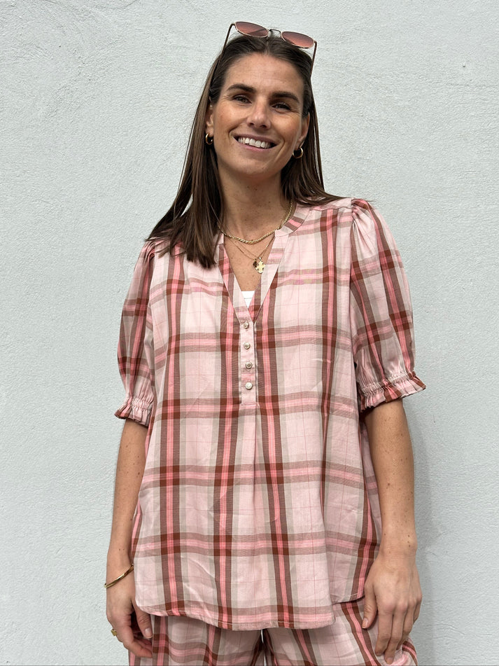 Gaspar - Tunø check blouse - Pale rose
