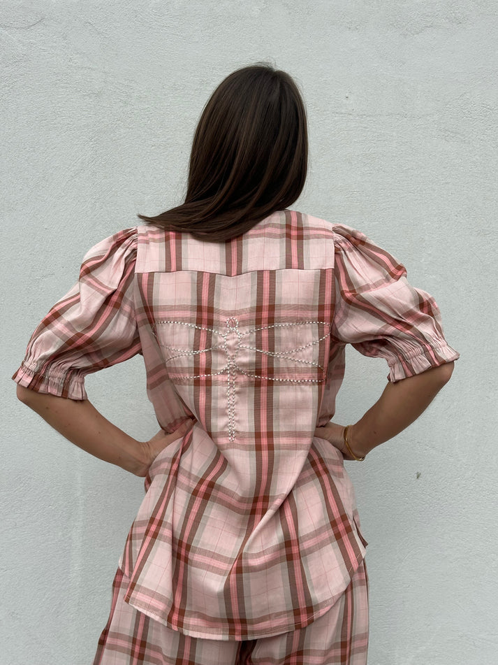 Gaspar - Tunø check blouse - Pale rose