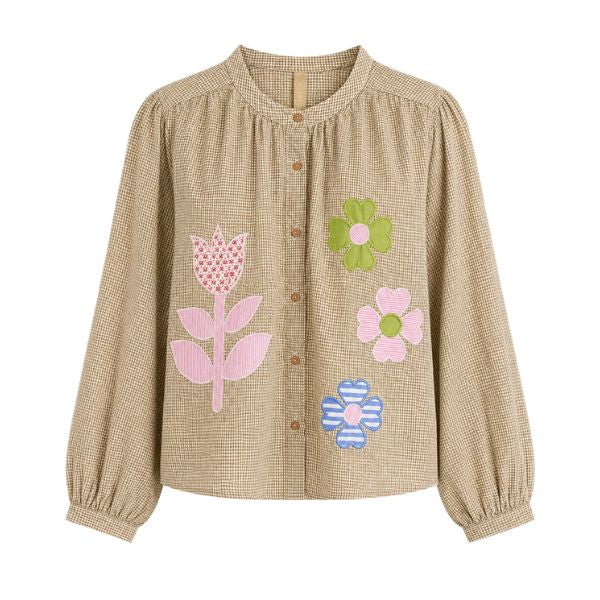 Boho Love - Ternet skjorte m blomster