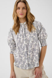 Part Two - Almeras shirt - Dark Navy Leaf Print / Blue