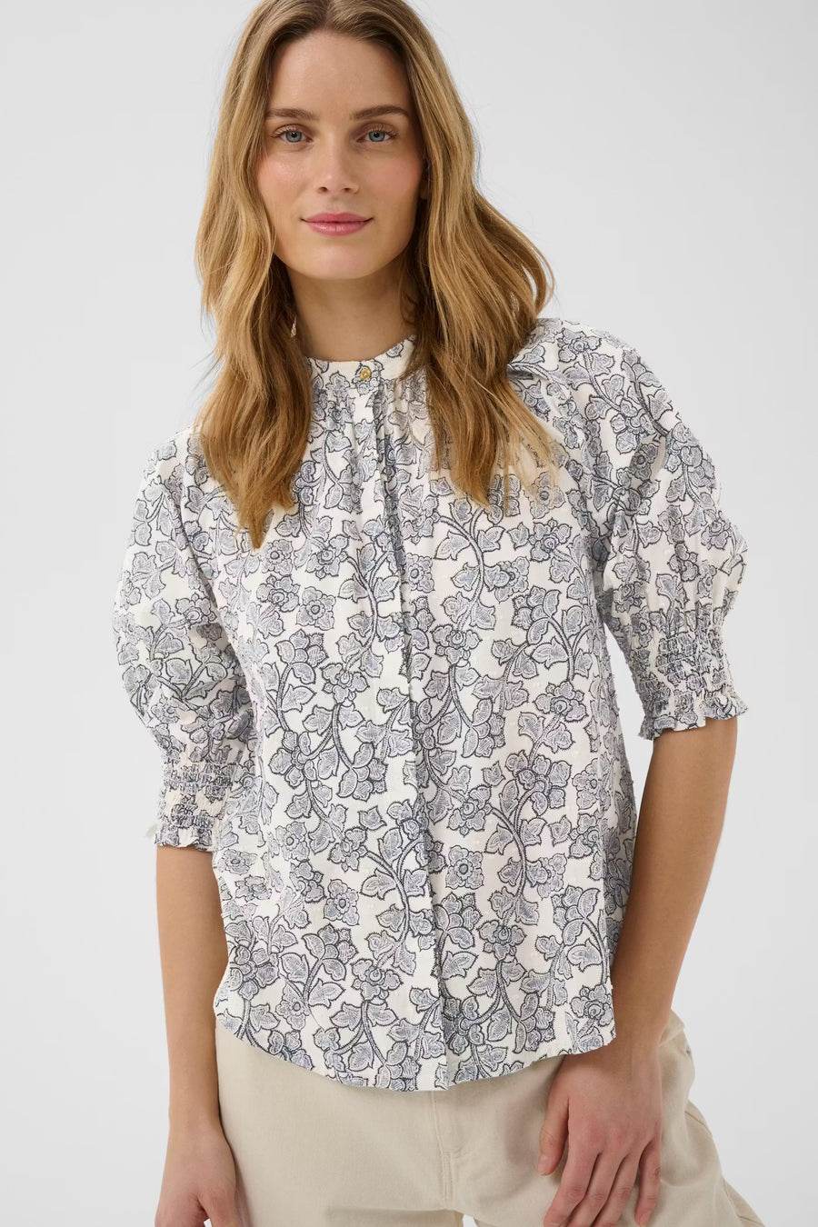 Part Two - Almeras shirt - Dark Navy Leaf Print / Blue