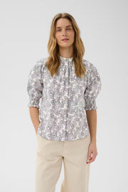 Part Two - Almeras shirt - Dark Navy Leaf Print / Blue