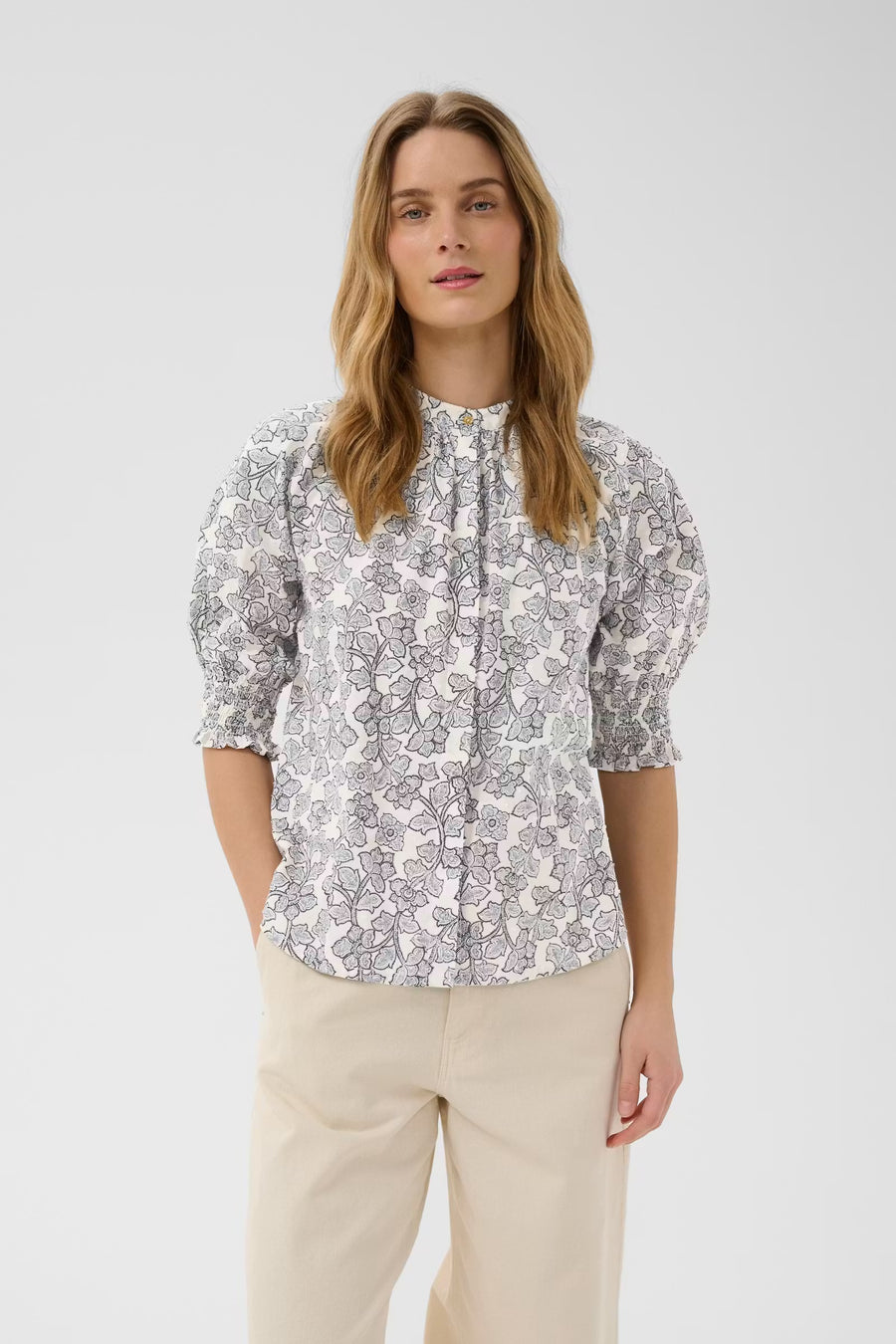 Part Two - Almeras shirt - Dark Navy Leaf Print / Blue