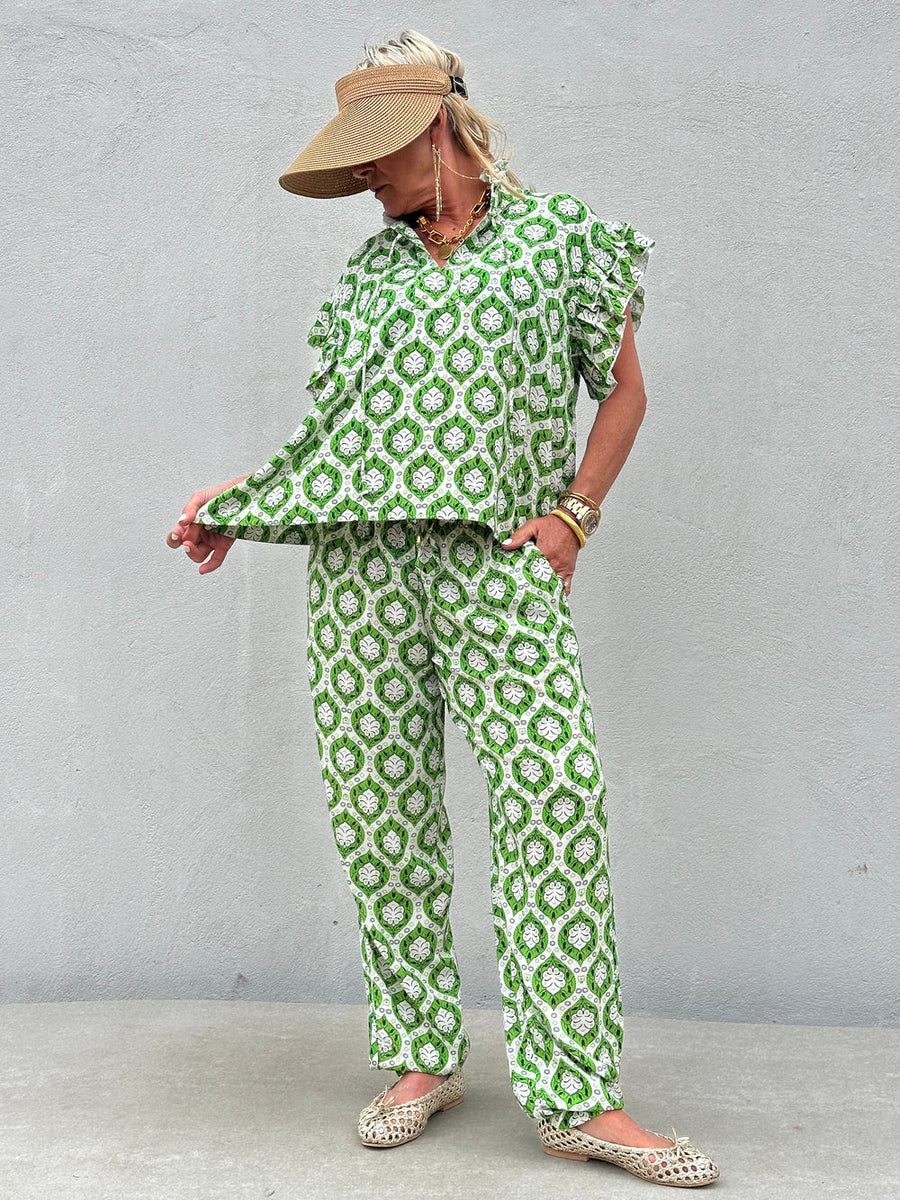 Gaspar - Fiji Print pant - Green