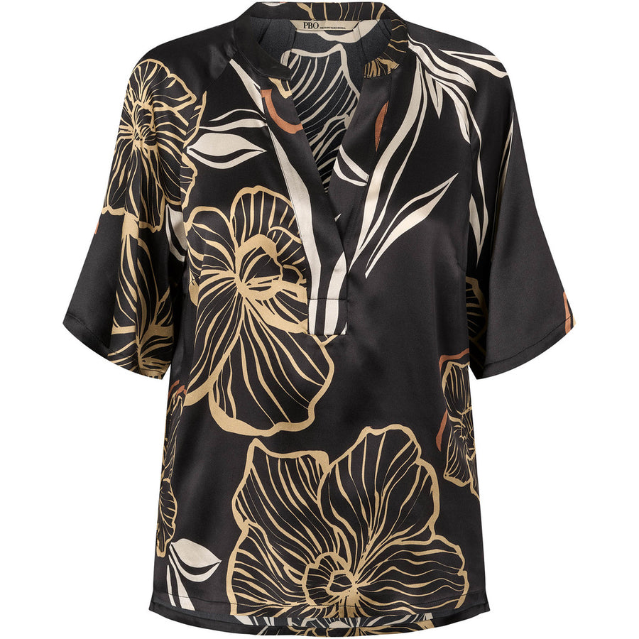 PBO - Indana silk blouse - Black print