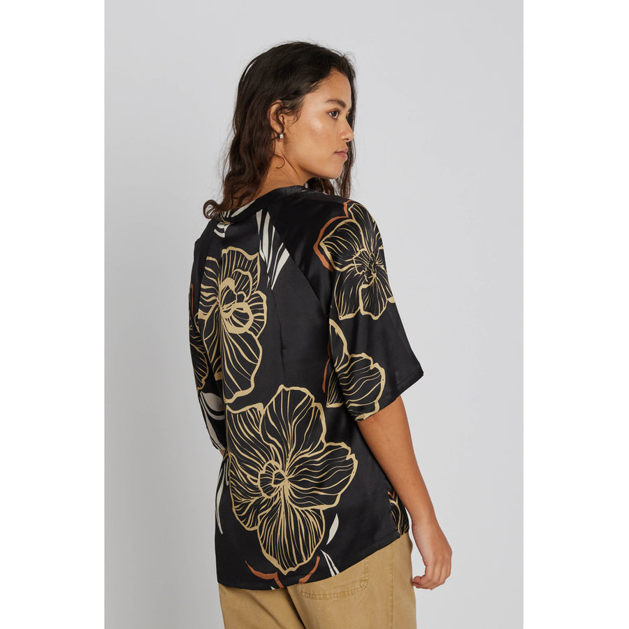 PBO - Indana silk blouse - Black print
