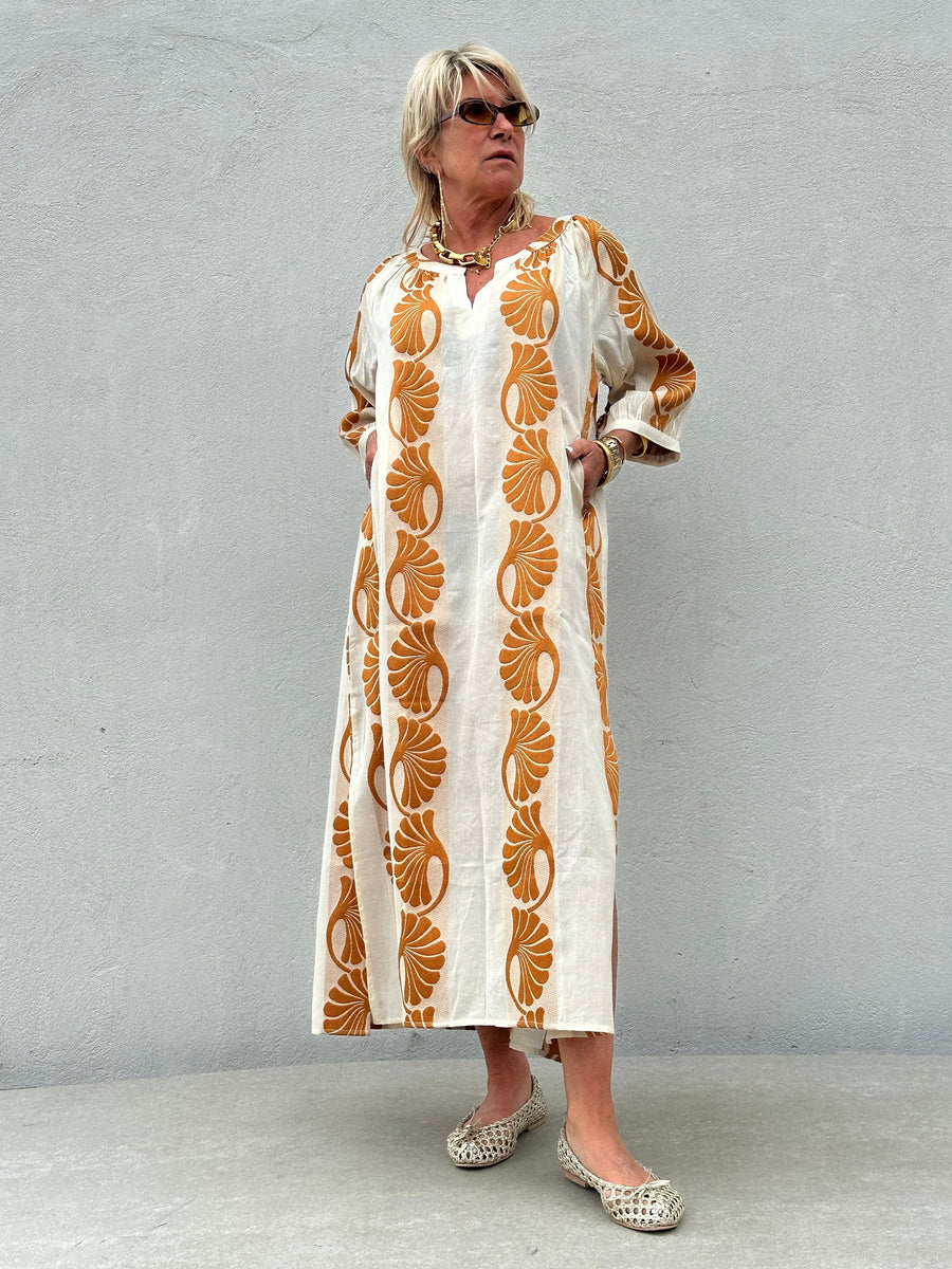 Gaspar - Athen Jaquard Kaftan - off White