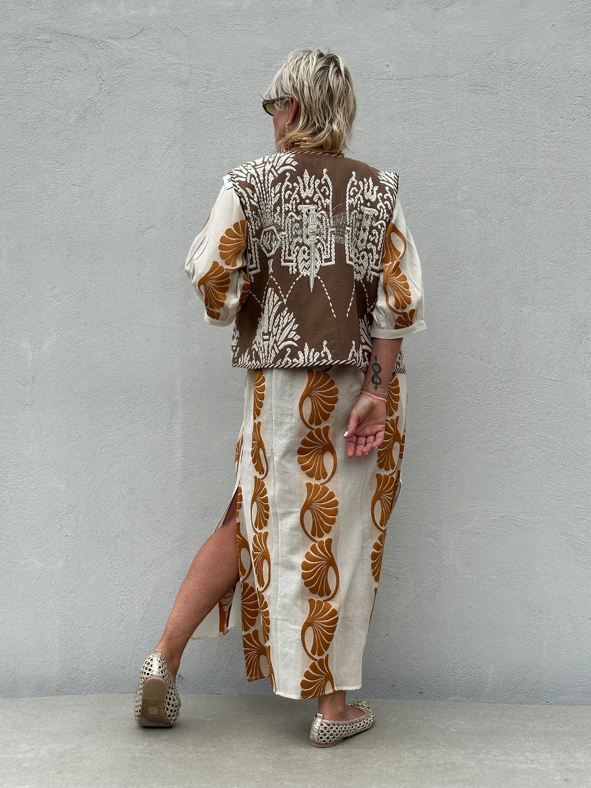 Gaspar - Athen Jaquard Kaftan - off White