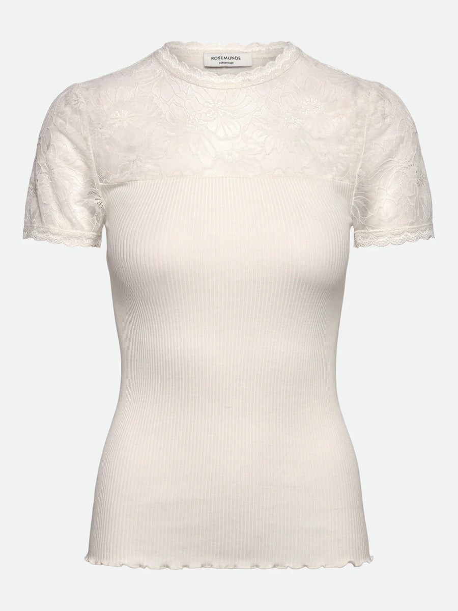 Rosemunde  - Beatha Silk SS Lace T - Ivory