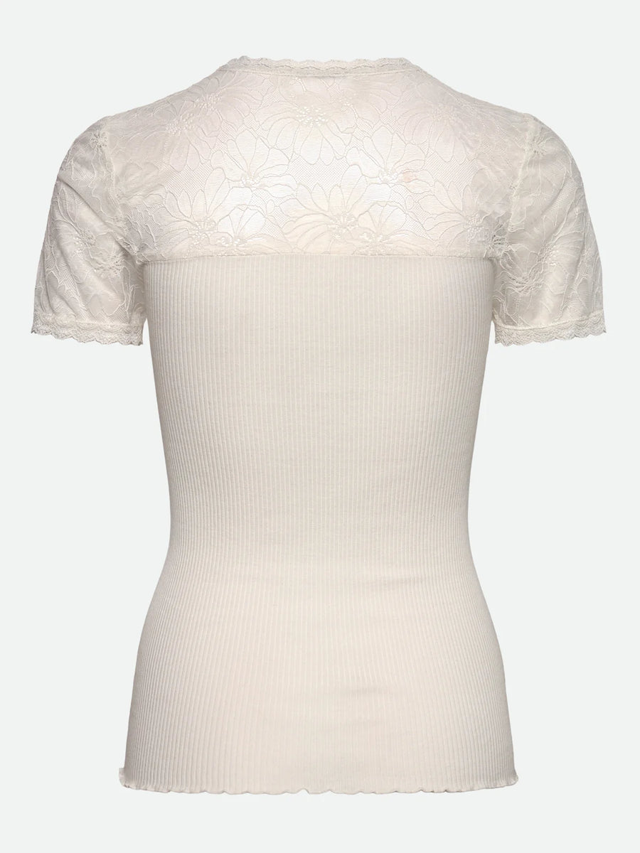Rosemunde  - Beatha Silk SS Lace T - Ivory