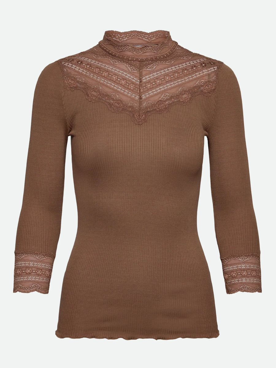 Rosemunde - Benita Silk Turtleneck Lace - Coca Mocha