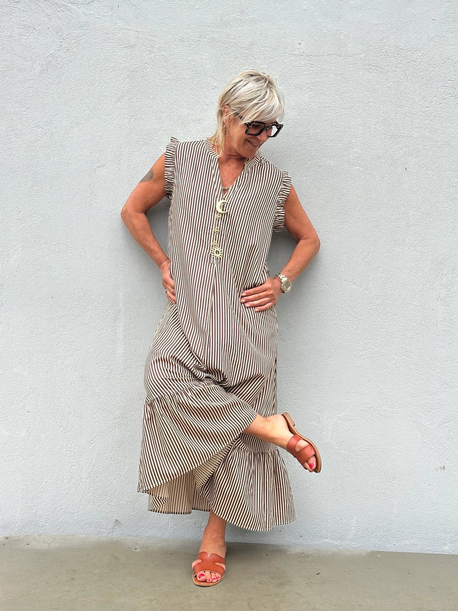 Gaspar - Loule stripe dress - Brown