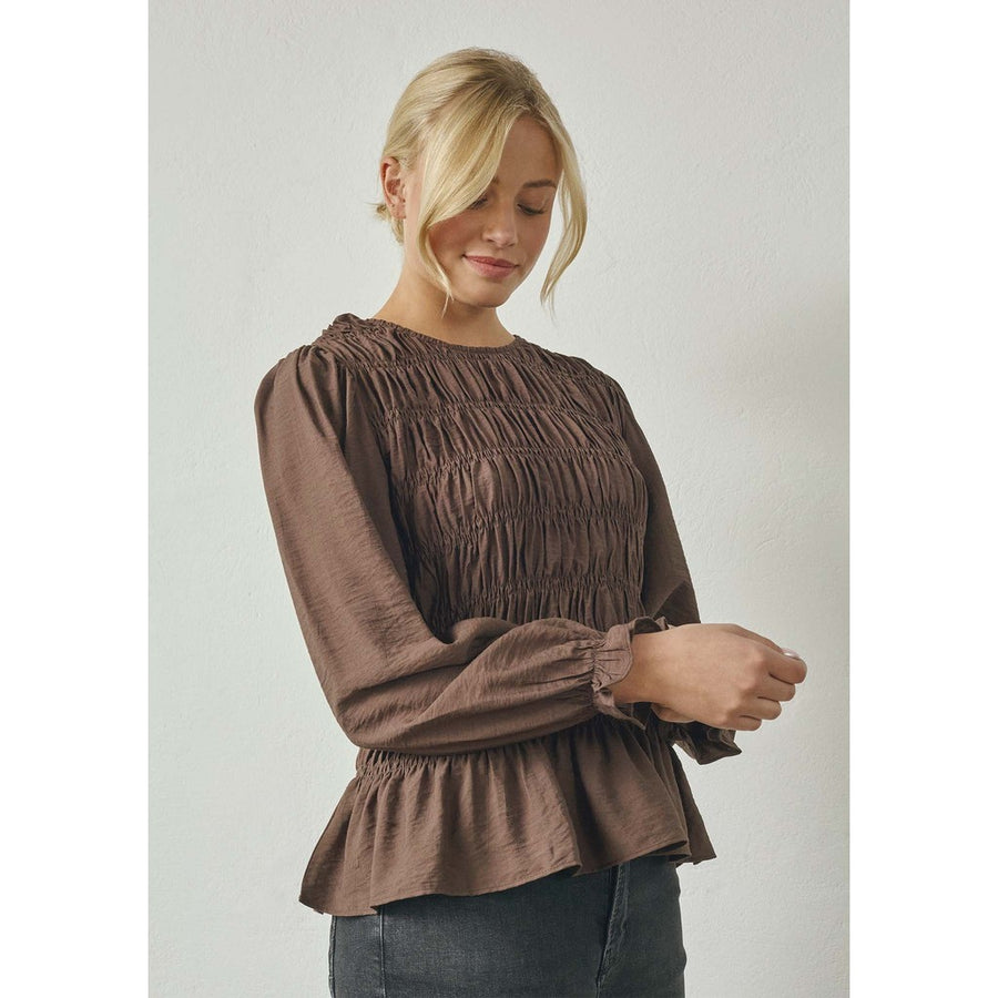 Isay - Noel Smock Blouse - Dark brown