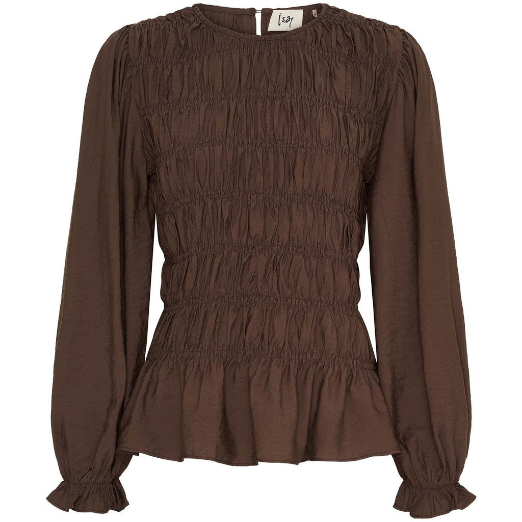 Isay - Noel Smock Blouse - Dark brown