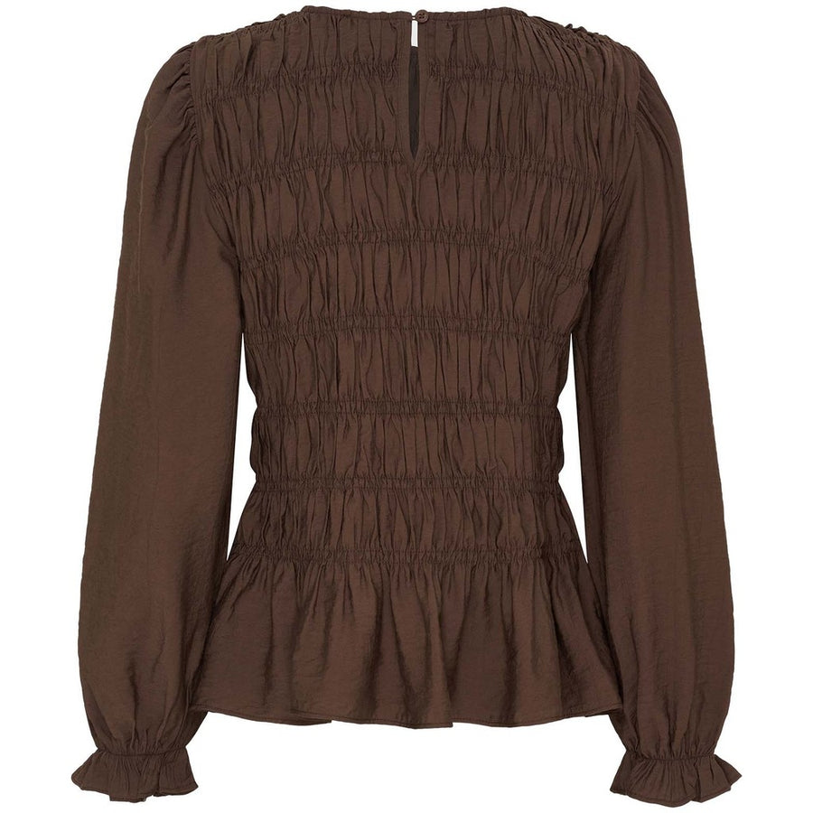 Isay - Noel Smock Blouse - Dark brown