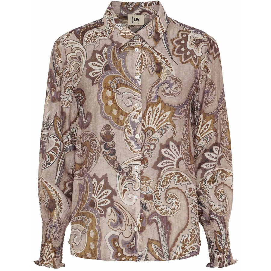 Isay - Lotta Smock Shirt - Taupe Paisley